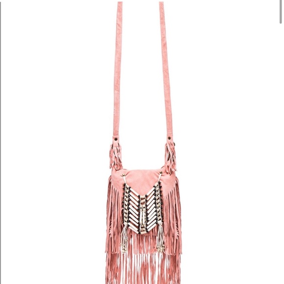 Spell & Gypsy wild belle purse fringed beads boho rare pink mini purse - Picture 3 of 3